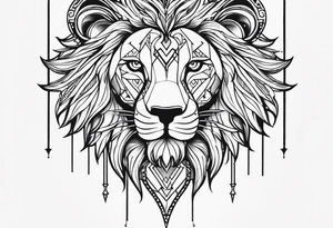 Cross with lion face on one side tattoo idea