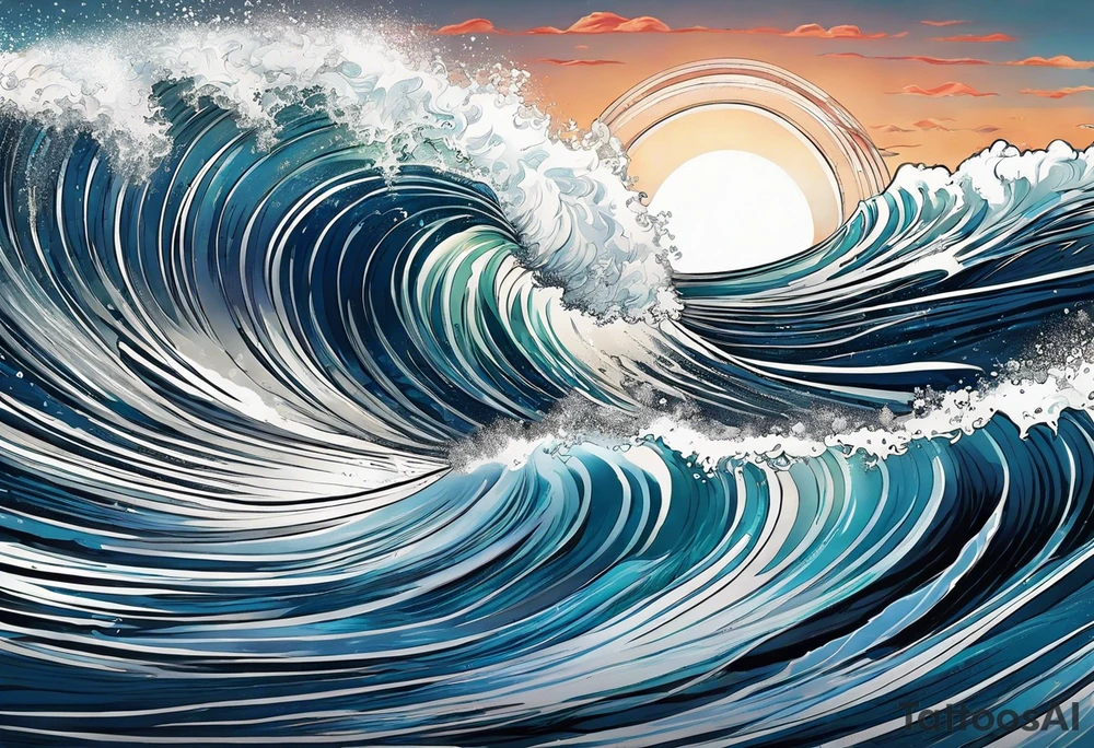 waves;  
"come what may"; outside forearm not an oval tattoo idea