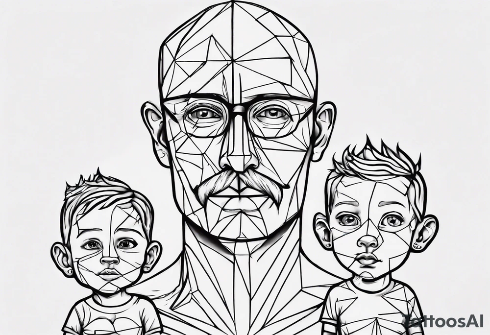 dad and son contour tattoo idea