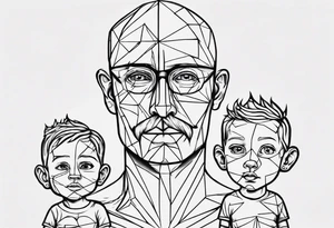 dad and son contour tattoo idea