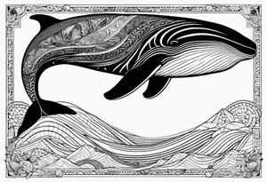 nordic geometric whale sleeve tattoo idea