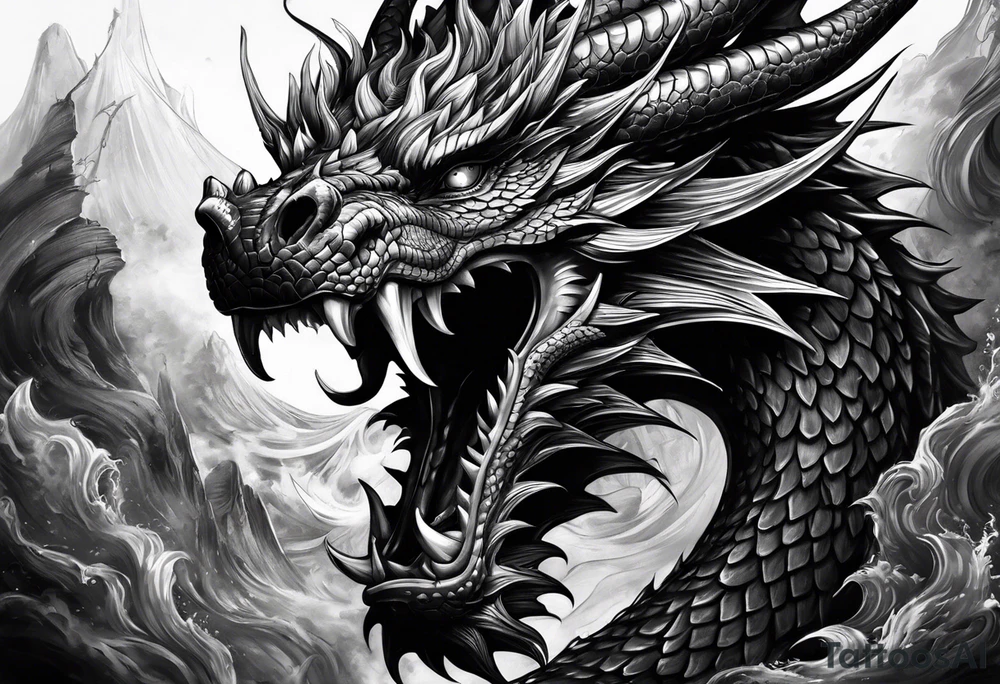 Dark dragon time tattoo idea