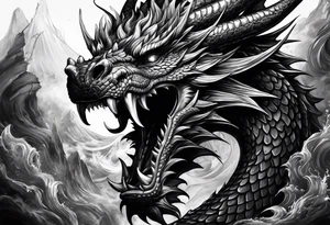 Dark dragon time tattoo idea