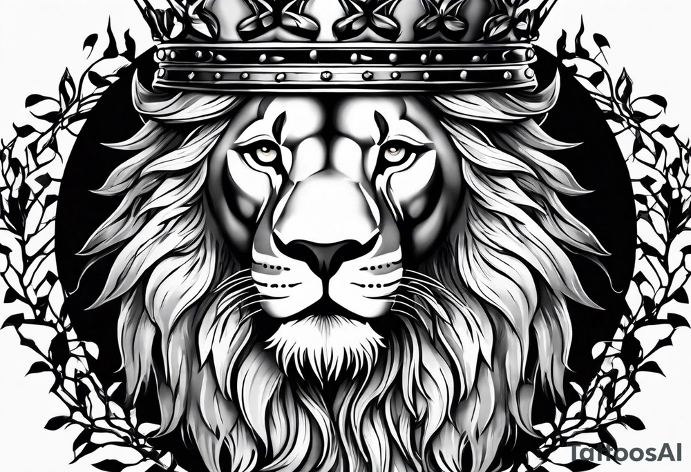 Lion and lamb with crown of thorns tattoo idea