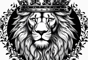 Lion and lamb with crown of thorns tattoo idea
