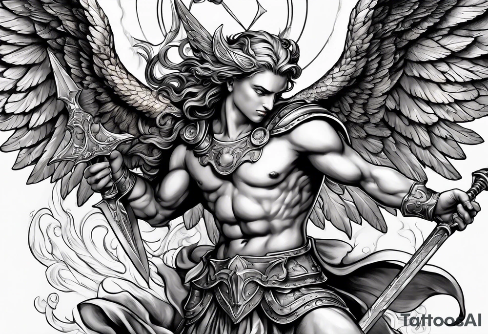 Michael the Archangel fighting devil tattoo idea