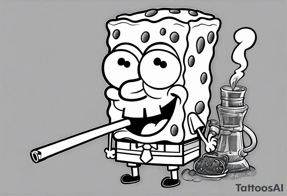 spongebob smoking cigarette tattoo idea
