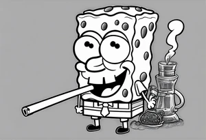 spongebob smoking cigarette tattoo idea