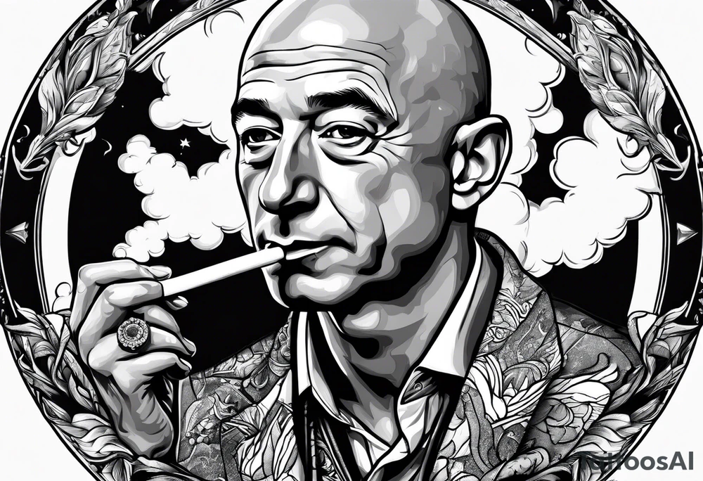Jeff Bezos smoking cigarette tattoo idea