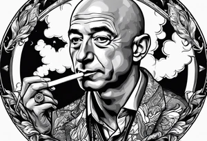 Jeff Bezos smoking cigarette tattoo idea