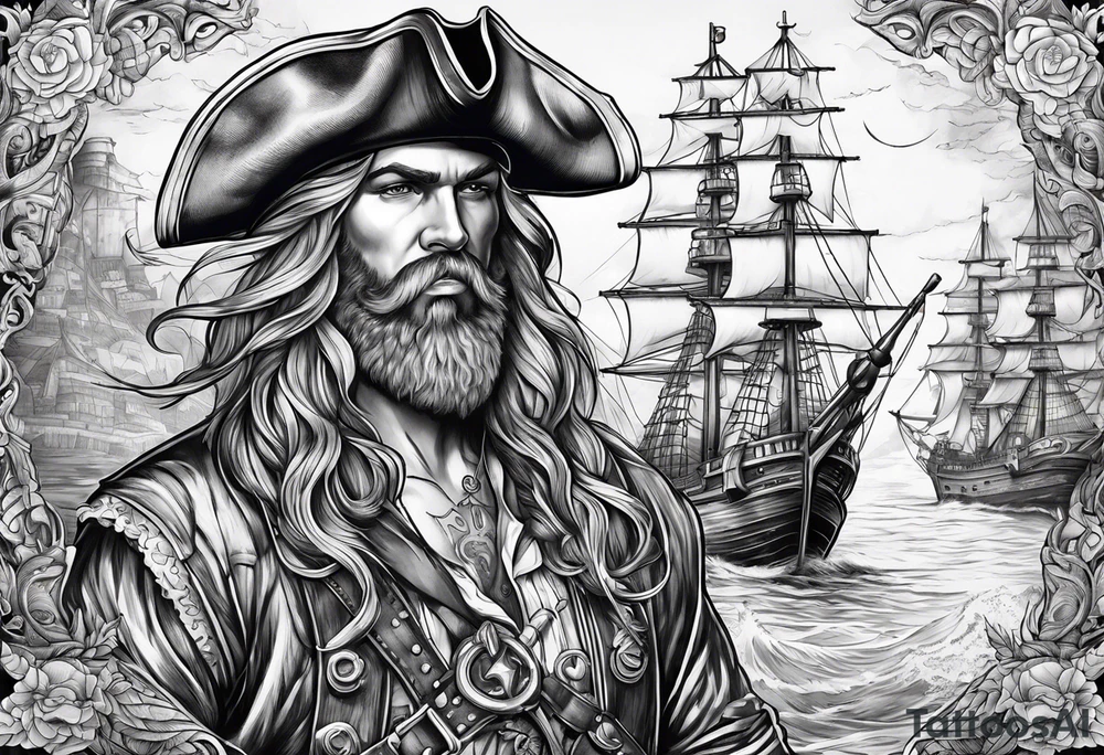 nautical pirate background tattoo idea