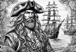 nautical pirate background tattoo idea