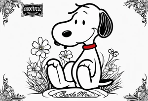 A postage stamp of snoopy and Woodstock tattoo idea