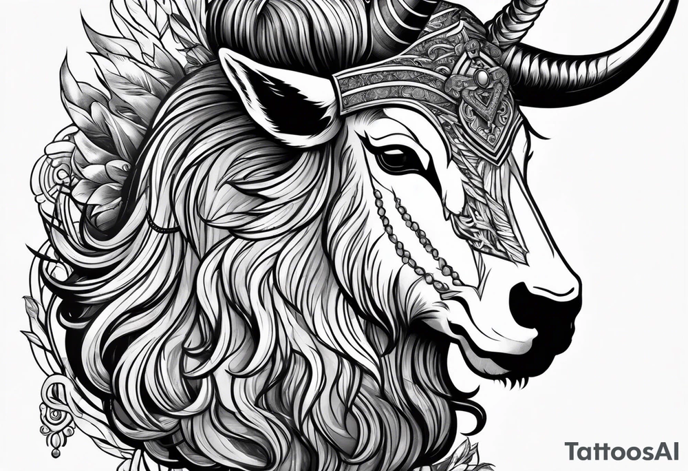 capricorn with beard and sunglasses tattoo idea