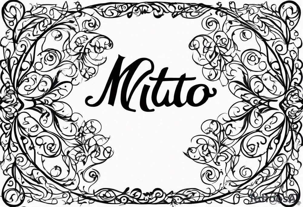 The name “Mito”, small, with vines in english tattoo idea