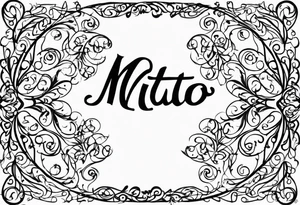 The name “Mito”, small, with vines in english tattoo idea
