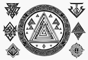 Valhalla shield sword valknut fire chains valknut tattoo idea