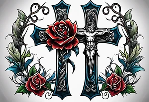 A cross with a viper around tattoo idea