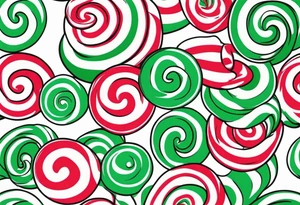 a peppermint candy with green swirls tattoo idea