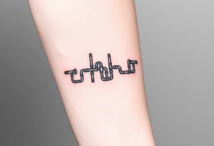 system of 15 thin curved plumbing pipes tattoo idea