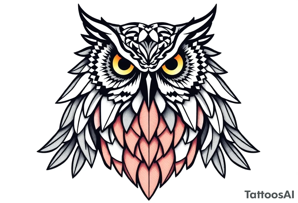 Geometric owl tattoo idea