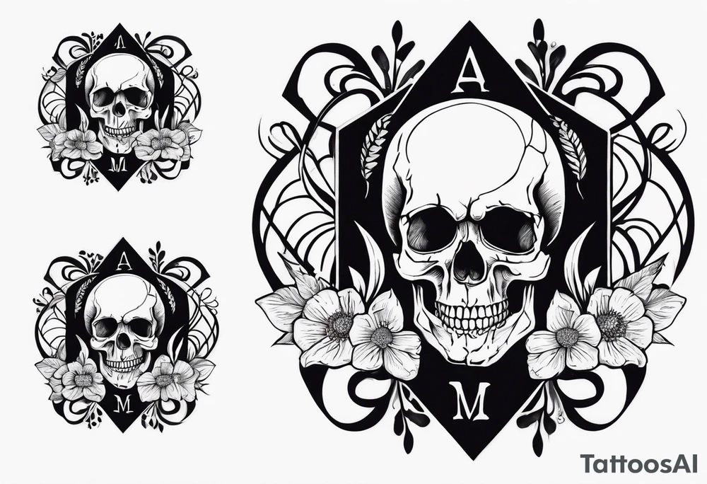 Skull  with Memento Mori written tattoo tattoo idea