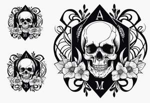 Skull  with Memento Mori written tattoo tattoo idea
