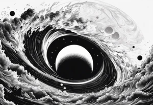 Large black hole swallowing earth. as Earth is swallowed space and time is stretched and deformed tattoo idea