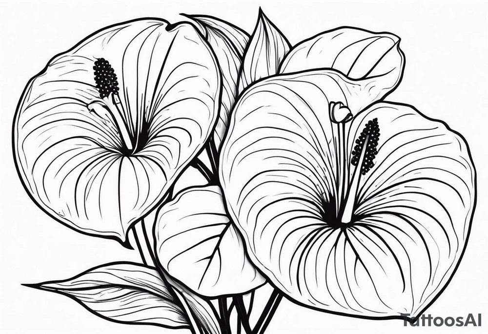 Bouquet d’anthurium et d’œillets tattoo idea
