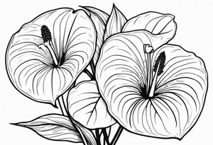 Bouquet d’anthurium et d’œillets tattoo idea