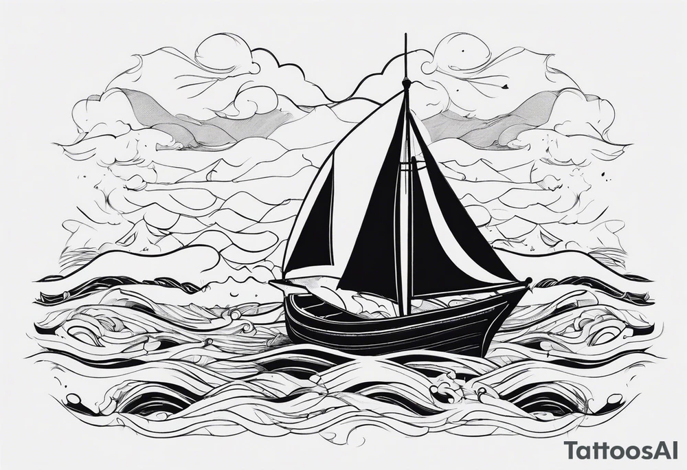 boat in sea tattoo idea