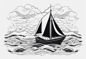 boat in sea tattoo idea