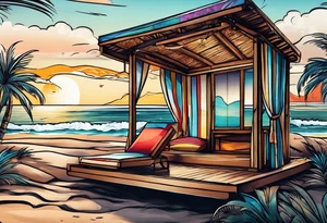 cabana on a beach tattoo idea