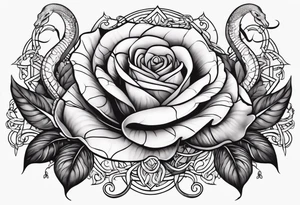 fleurs rose avec un serpents agressif tattoo idea