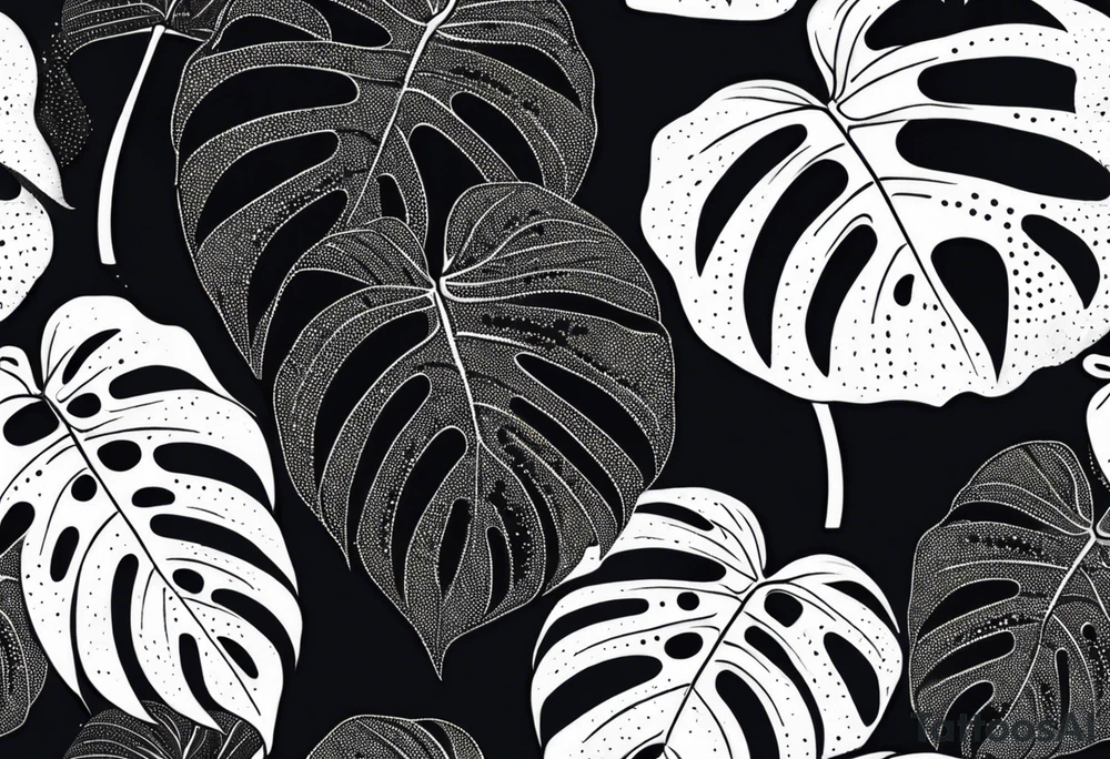 a group of monstera leaves tattoo idea