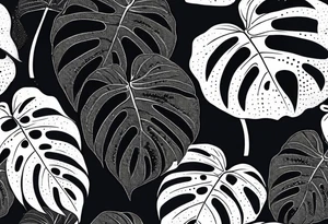 a group of monstera leaves tattoo idea