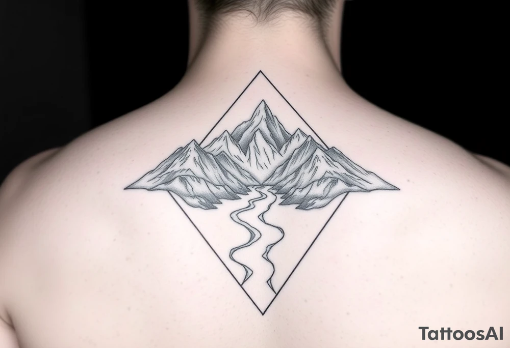 Mountains with the river running through it and a triangle around it with Humboldt at the top Mendocino  in the left bcorner and Trinity in the right tattoo idea