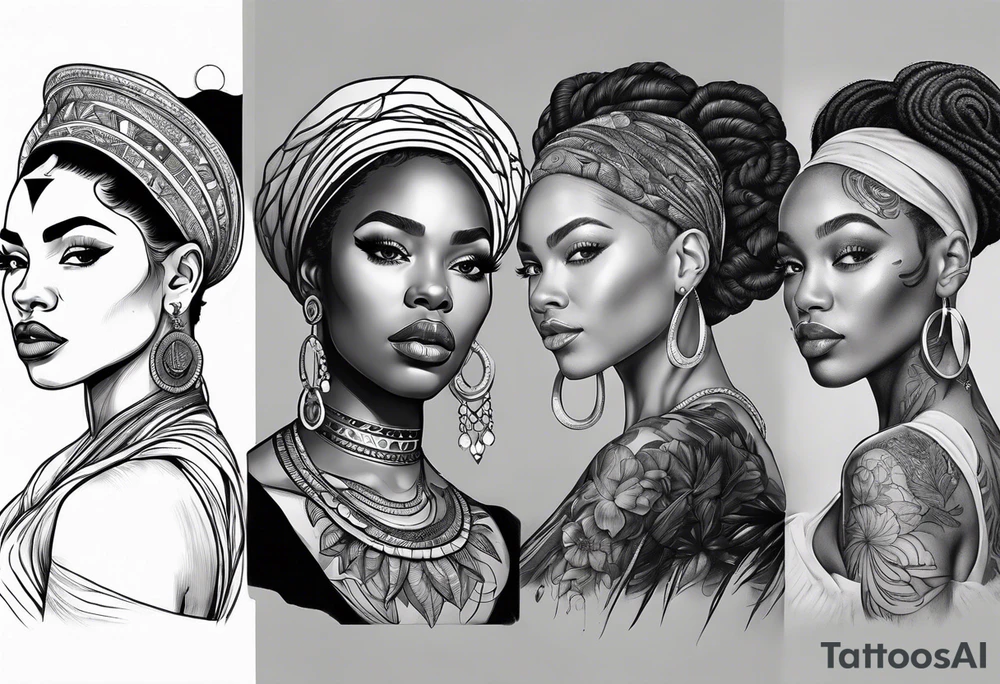 Powerful, black women, astrology, spiritual tattoo idea