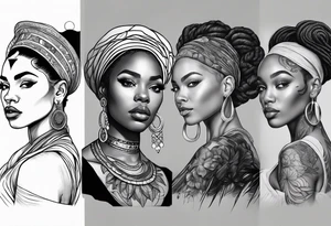 Powerful, black women, astrology, spiritual tattoo idea