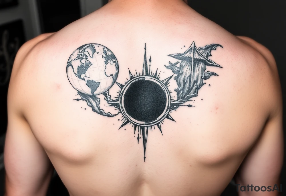 2 different worlds on both sides of a black hole tattoo idea