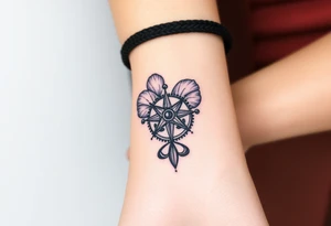 A single Violet with detailed compass at its center representing feminine power and an ankh or Celtic knot tattoo idea