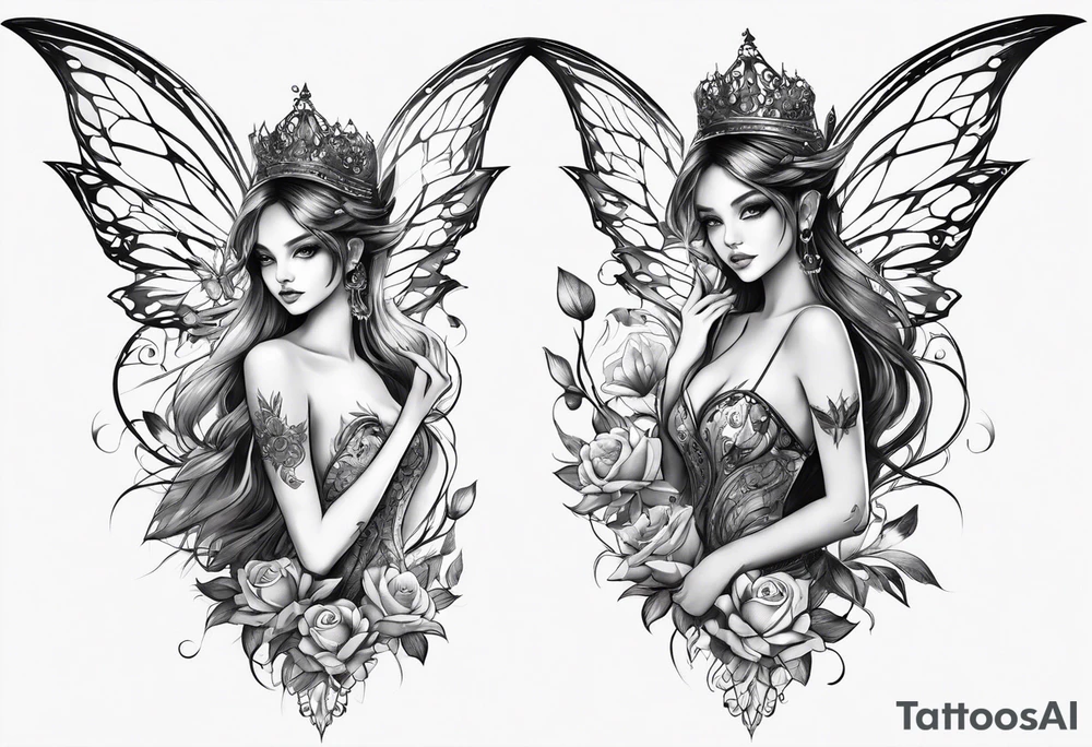 Full body small fairy tattoo idea