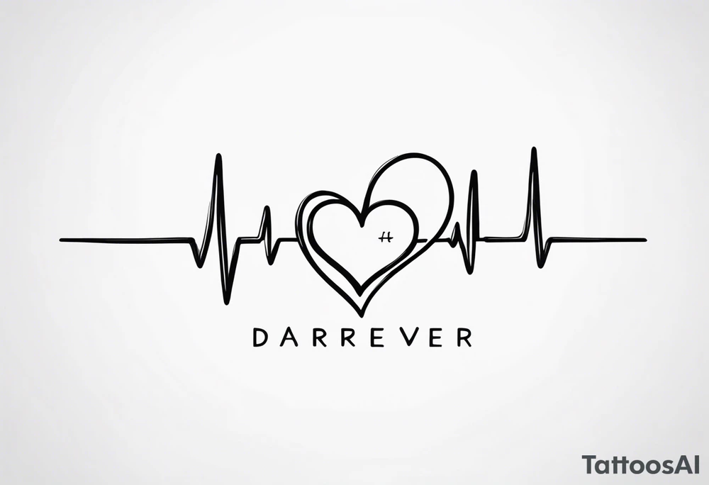 Heartbeat line intertwined with the words Darren Forever tattoo idea