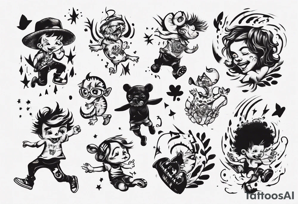 Wild kid who loves to play and jump tattoo idea