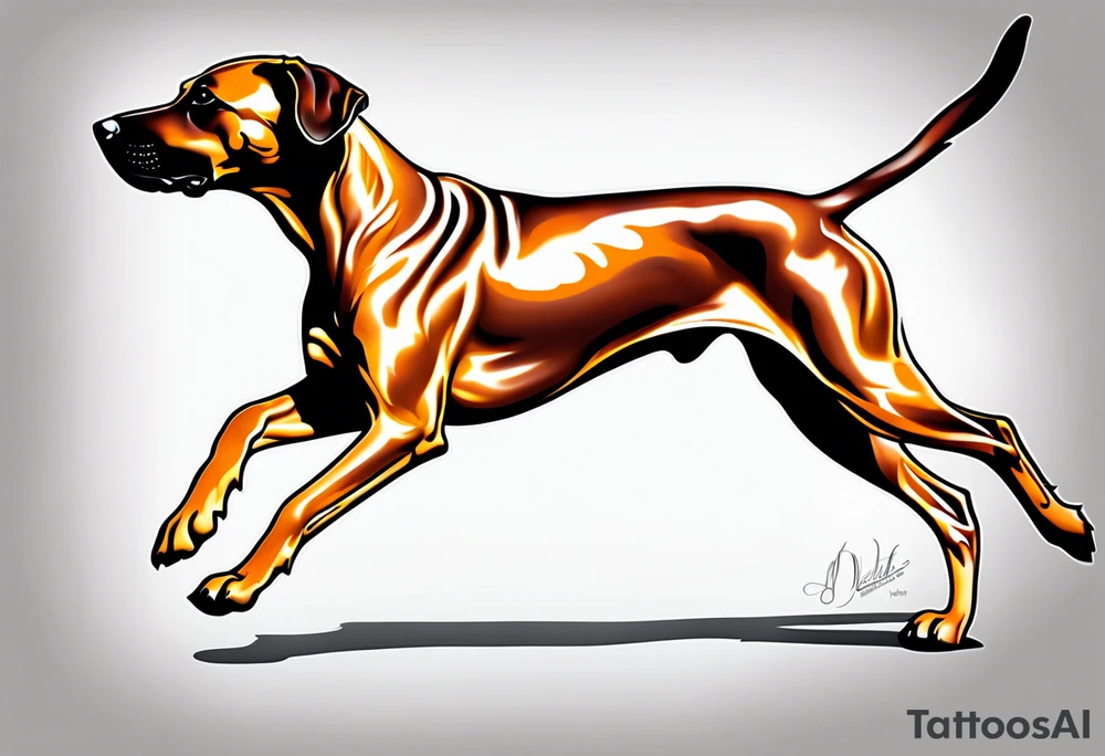 Rhodesian ridgeback running, side profile tattoo idea