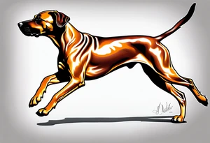 Rhodesian ridgeback running, side profile tattoo idea