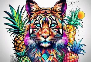 Animals and pineapples featuring animals and pineapples in galaxy colours featuring glass tattoo idea