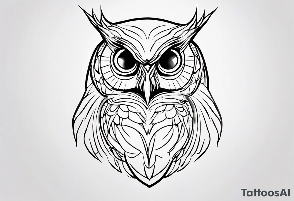 create one line tattoo of a owl head. the line has to start at the buttom and be finished at the top. Has to be really simple and be one-line that is connected tattoo idea