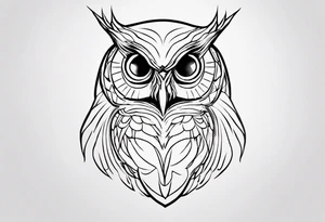 create one line tattoo of a owl head. the line has to start at the buttom and be finished at the top. Has to be really simple and be one-line that is connected tattoo idea