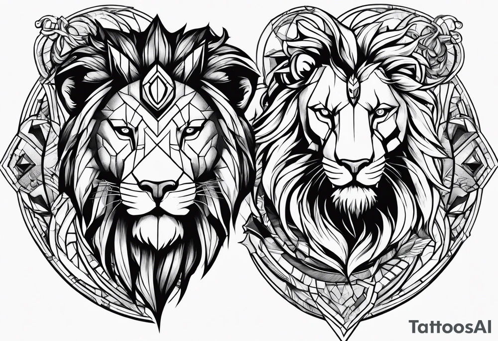 Spartan and lion tattoo idea